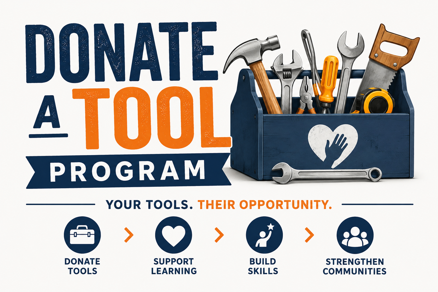 Tools Forward — donate a tool campaign artwork